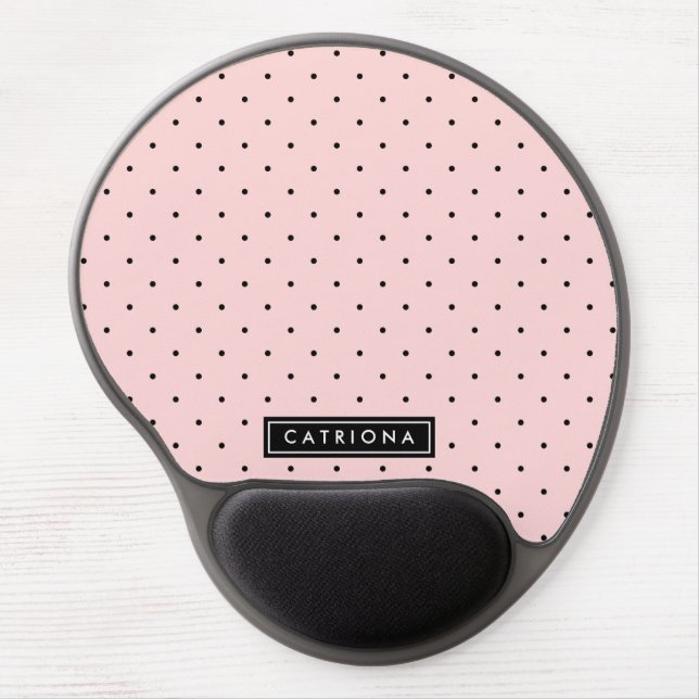Preppy Pink & Black Polka Dots Gel Mousepad (Front)
