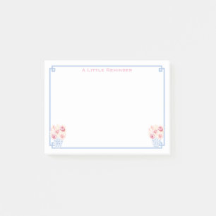 Preppy Pink Blue Greek Key Ginger Jar Personalized Post-it Notes