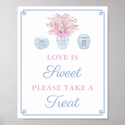 Preppy Pink Blue Sweet Favor Table Wedding Shower Poster