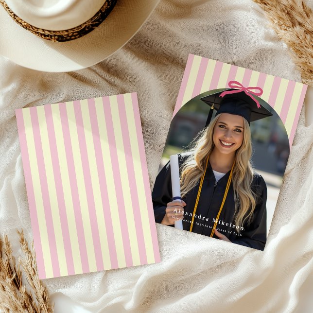 Preppy Pink Bow Arch Photo Announcement (Creator Uploaded)