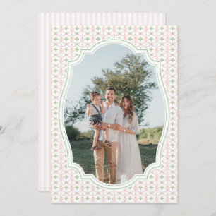 Preppy Pink Bow Christmas Nutcracker 2 Photos  Holiday Card