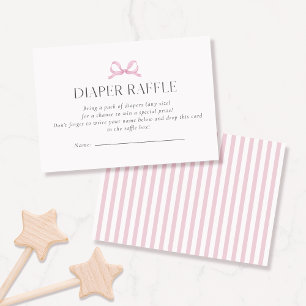 Preppy Pink Bow Diaper Raffle Card  