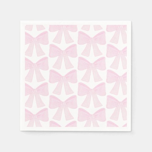 Preppy Pink Bow Grandmillennial First Birthday Napkins