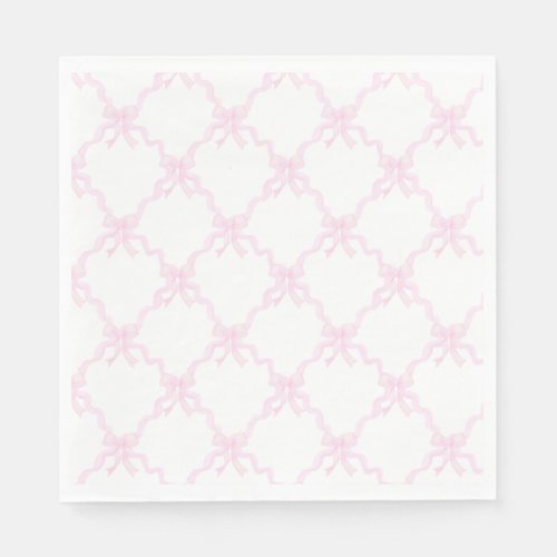 Preppy Pink Bows Trellis First Birthday Ribbonerie Napkins