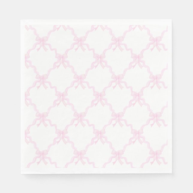 Preppy Pink Bows Trellis First Birthday Ribbonerie Napkins (Front)