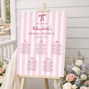Preppy Pink Bridal Shower 5 Table Seating Chart Foam Board