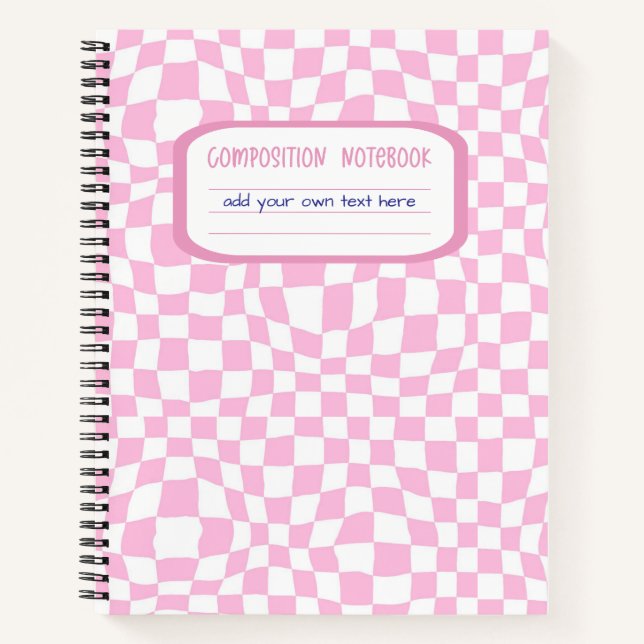 Preppy Pink Checker Composition Notebook (Front)