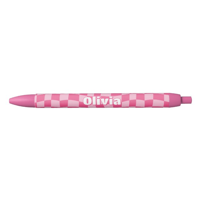 Preppy Pink Checkered Pen (Front)