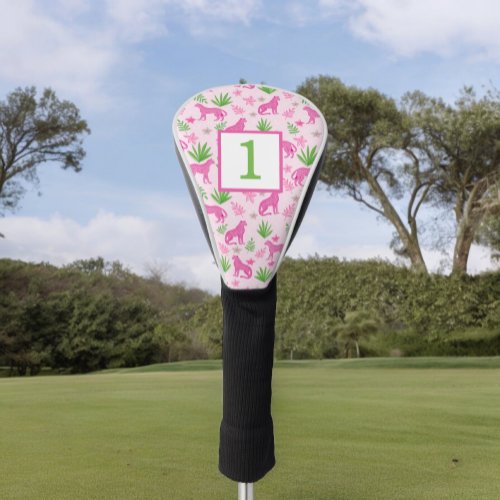 Preppy Pink Cheetah Custom Number Golf Head Cover