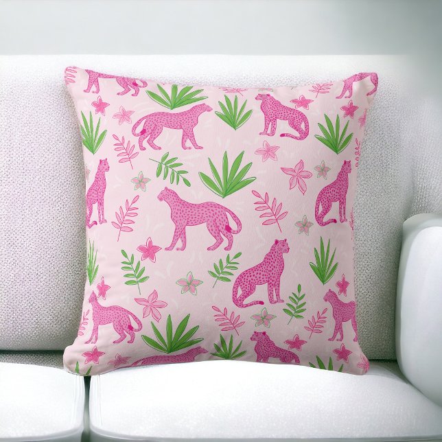Preppy Pink Cheetah  Throw Pillow (Creator Uploaded)
