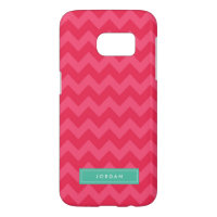 Preppy Pink Chevron Personalize Monogram Samsung Galaxy S7 Case
