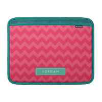 Preppy Pink Chevron Personalized with Name Sleeve For MacBook Air