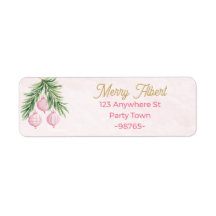 Preppy Pink Christmas Ornaments Address Label