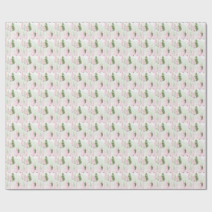 Preppy Pink Christmas Trees Wrapping Paper