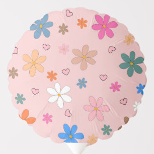 Preppy Pink Colorful Flower Heart Y2K Pattern Balloon