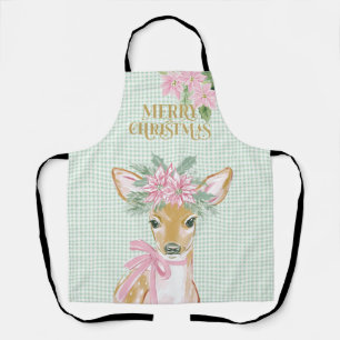 Preppy Pink Deer & Green Gingham  Apron