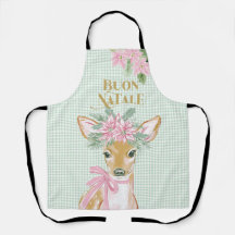 Preppy Pink Deer & Green Gingham Buon Natale