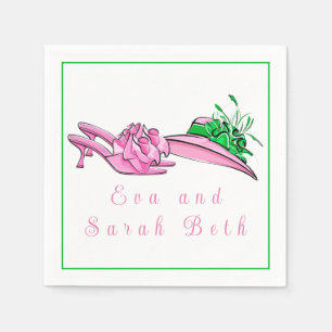 Preppy Pink Derby Hat Heels Custom Derby Party Napkins