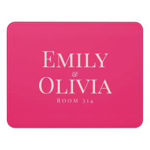 Preppy Pink Dorm Room Sign   Roommate Door Sign