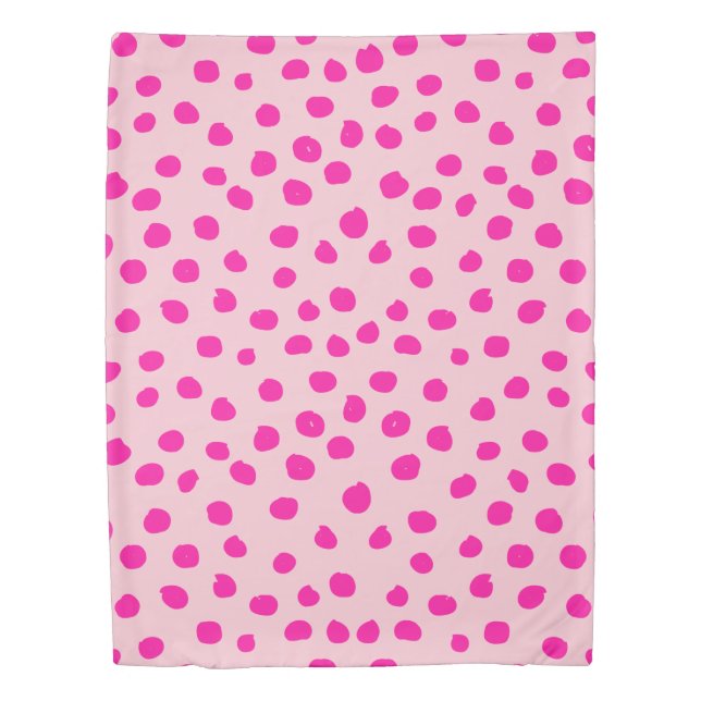 Preppy Pink Dots Modern Animal Print Spots Duvet C (Front)