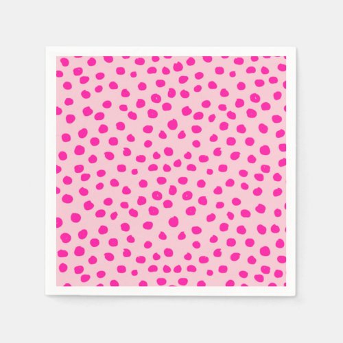 Preppy Pink Dots Modern Animal Print Spots Napkins