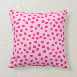 Preppy Pink Dots Modern Animal Print Spots Throw Pillow