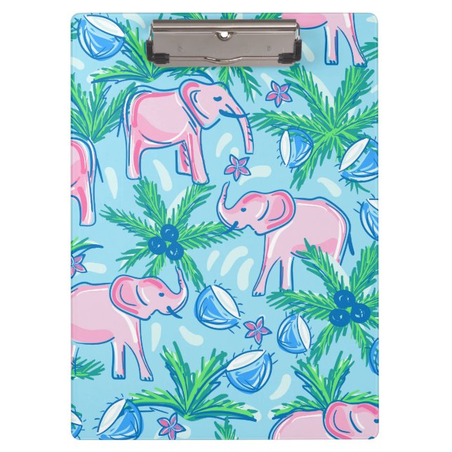 Preppy Pink Elephant Clipboard (Front)