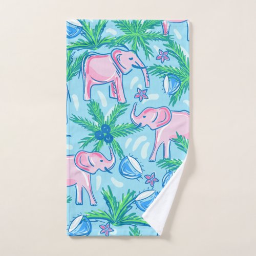 Preppy Pink Elephant Hand Towel