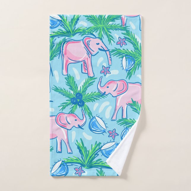 Preppy Pink Elephant Hand Towel (Hand Towel)