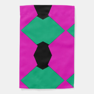 Preppy Pink Emerald Green Abstract Mosaic Pattern Garden Flag