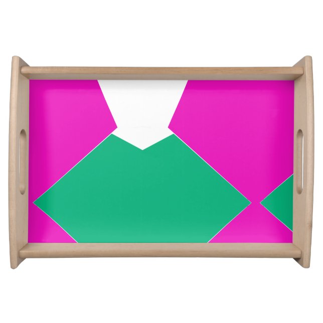 Preppy Pink Emerald Green Abstract Mosaic Pattern Serving Tray (Front)