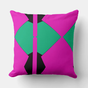 Preppy Pink Emerald Green Abstract Mosaic Pattern Throw Pillow