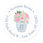 Preppy Pink English Roses Return Address
