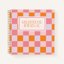 Preppy Pink Fall Checkerboard Gratitude Journal
