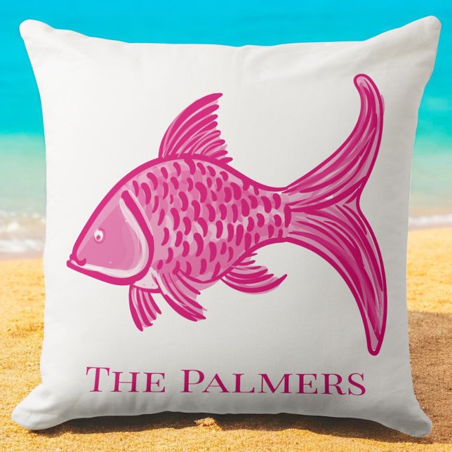 Preppy Pink Fish Custom Throw Pillow (Creator Uploaded)