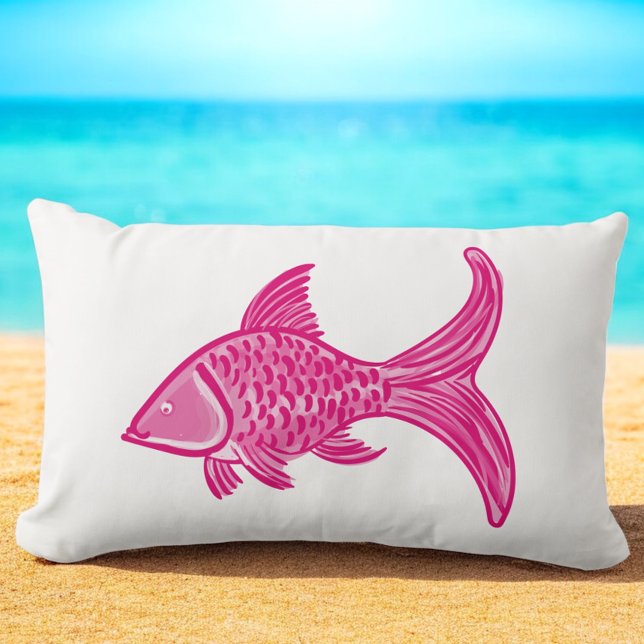Preppy Pink Fish  Lumbar Pillow (Creator Uploaded)