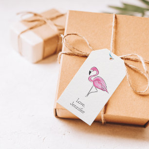 Preppy Pink Flamingo Personalized Gift Tags