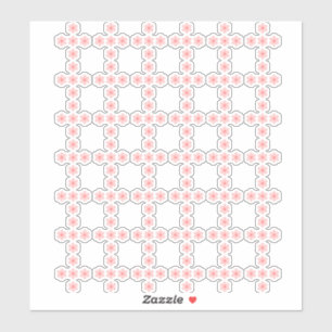 Preppy Pink Floral Grid Plaid Seamless Pattern Sticker