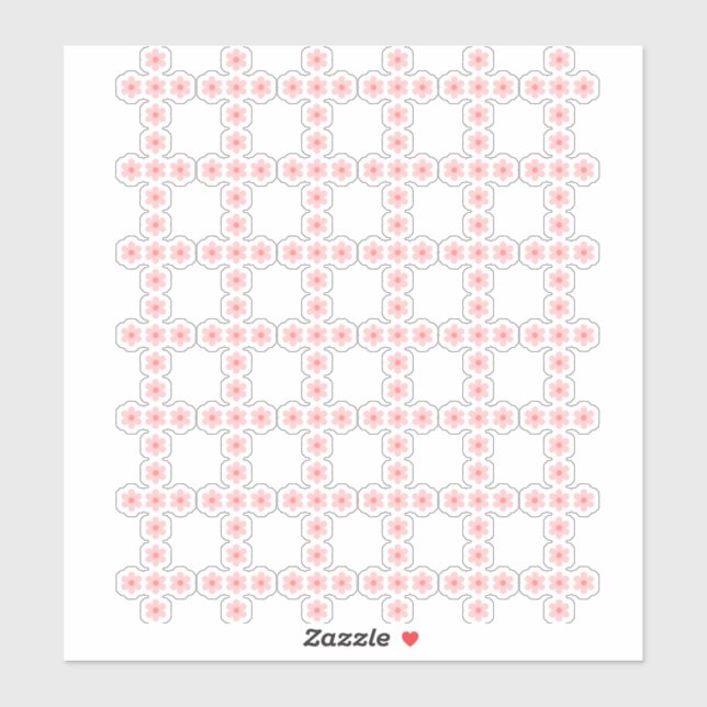 Preppy Pink Floral Grid Plaid Seamless Pattern Sticker (Sheet)