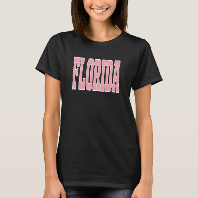 Preppy Pink Florida Beach T-Shirt (Front)