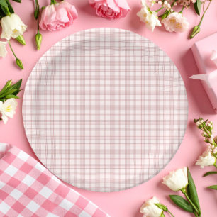 Preppy pink gingham country Bridal Shower Paper Plates