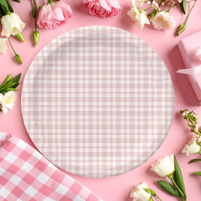 Preppy pink gingham country Bridal Shower Paper Plates (Creator Uploaded)
