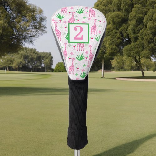 Preppy Pink Giraffe Cosmopolitan Custom Number Golf Head Cover