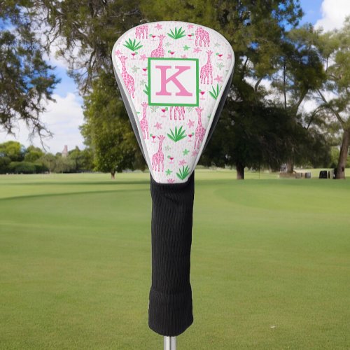 Preppy Pink Giraffe Cosmopolitan Monogram Golf Head Cover