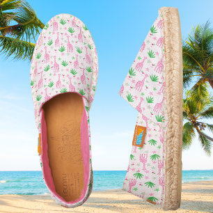 Preppy Pink Giraffe & Cosmopolitan Summer Slip On Espadrilles
