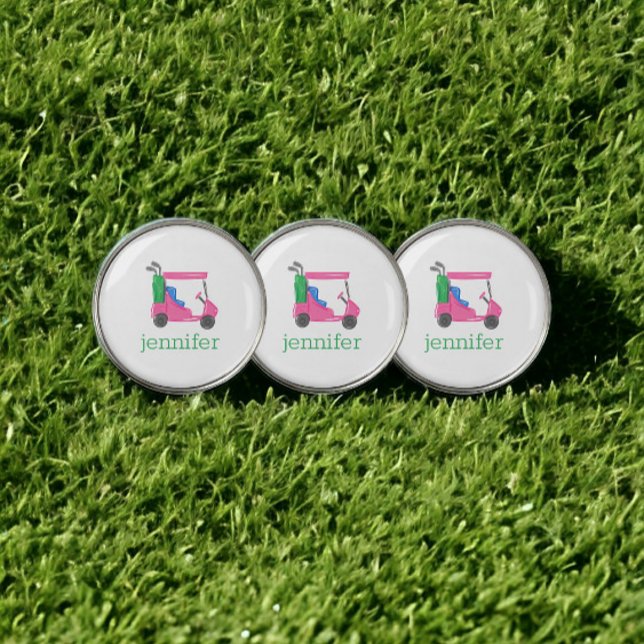 Preppy Pink Golf Cart Personalized Golf Ball Marker (Creator Uploaded)