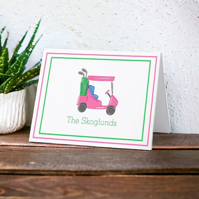 Preppy Pink Golf Cart / Personalized Golf  Thank You Card (Creator Uploaded)