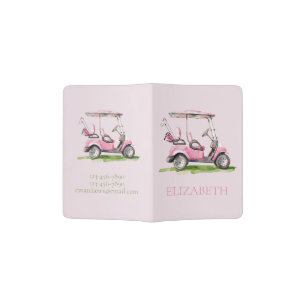 Preppy Pink Golf Cart Personalized Passport Holder