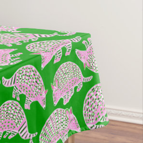 Preppy Pink & Green Armadillo / Southern Party Tablecloth