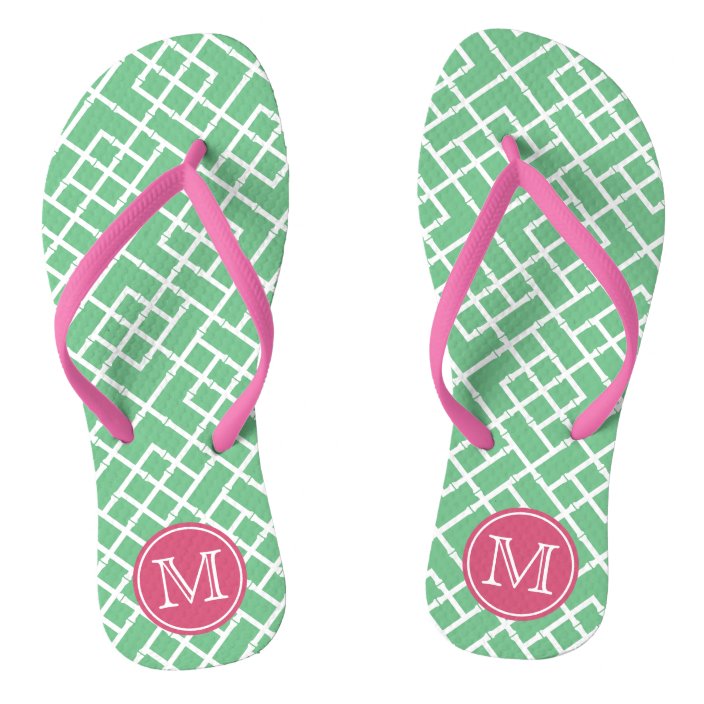 pink and green flip flops